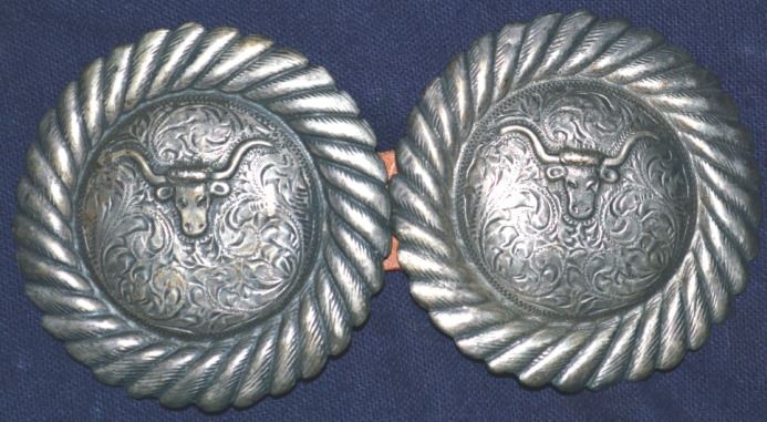 2 ¾ inch silver loop back, steer head conchos