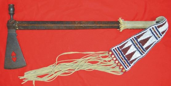 forged Plains Indian pipe hawk with cut out hearts