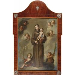 Jose de Paez Oil Painting on Copper Jose De Paez, Oil on Copper Painting of Saint Antonio ca. 1775,