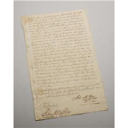 Houston, Sam. Autograph Document Signed. Dated Sam Houston. Document Signed.