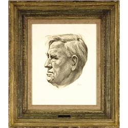 LEA, TOM. Original drawing of J. Frank Dobie, 17 Tom Lea, Original Drawing of J. Frank Dobie,