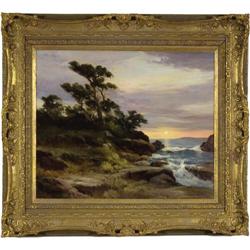 WOOD, ROBERT. Untitled oil on canvas of seascape Robert Wood, Untitled oil on canvas of seascape