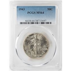 1943 Walking Liberty Half Dollar Coin PCGS MS64