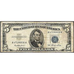 1953 $5 Silver Certificate Faulty Alignment ERROR Note