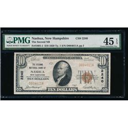 1929 $10 Nashua National Bank Note PMG 45EPQ