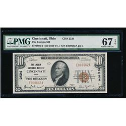 1929 $10 Cincinnati National Bank Note PMG 67EPQ