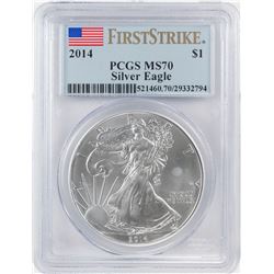 2014 $1 American Silver Eagle Coin PCGS MS70 First Strike