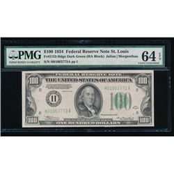 1934 $100 St Louis Federal Reserve Note PMG 64EPQ