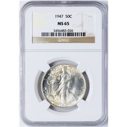 1947 Walking Liberty Half Dollar Coin NGC MS65