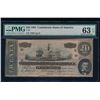 Image 1 : 1864 $20 Confederate States of America Note PMG 63EPQ
