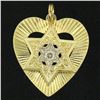 Image 2 : 14K Two Tone Gold Heart Star of David .22 ctw Old Mine Cut Diamond Pendant