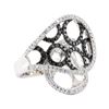 1.17 ctw Black and White Diamond Ring - 18KT White Gold