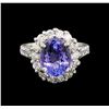Image 2 : 14KT White Gold 3.82 ctw Tanzanite and Diamond Ring