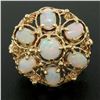 Image 7 : 14k Yellow Gold 2.25 ctw Large Beaded Round & Oval Opal Open Work Cocktail Ring