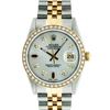 Rolex Mens 2 Tone 14K Mother Of Pearl Diamond 36MM Datejust Wristwatch