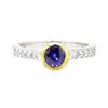 Image 2 : 0.95 ctw Sapphire and Diamond Ring - 18KT White and Yellow Gold