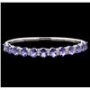 Image 1 : 9.58 ctw Tanzanite and Diamond Bracelet - 14KT White Gold