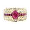 Image 2 : 2.50 ctw Ruby and Diamond Ring - 14KT Yellow Gold