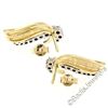 Image 6 : 14kt White and Yellow Gold 0.60 ctw Round Diamond Wing Flame Drop Earrings