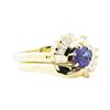 Image 1 : 1.04 ctw Sapphire And Diamond Ring And Band - 14KT Yellow Gold