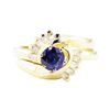 Image 2 : 1.04 ctw Sapphire And Diamond Ring And Band - 14KT Yellow Gold