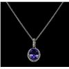 Image 2 : 2.42 ctw Tanzanite and Diamond Pendant With Chain - 14KT White Gold