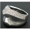 Image 3 : 14k White Gold Dual Finish 1 ctw Pave Diamond Bold  Swirled Dinner Ring Band