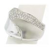 Image 4 : 14k White Gold Dual Finish 1 ctw Pave Diamond Bold  Swirled Dinner Ring Band