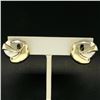Image 2 : Italian 14K White & Yellow Gold Round Domed Textured Omega Button Earrings 13.9g
