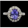 Image 2 : 1.80 ctw Tanzanite and Diamond Ring - 14KT White Gold