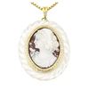 Image 2 : 0.40 ctw Diamond Cameo Pendant & Chain - 14-18KT Yellow Gold