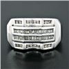 Image 2 : Large Mens 14K White Gold .90 ctw Round & Baguette Diamond  Channel Band Ring