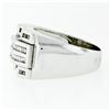 Image 5 : Large Mens 14K White Gold .90 ctw Round & Baguette Diamond  Channel Band Ring