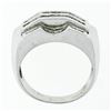 Image 7 : Large Mens 14K White Gold .90 ctw Round & Baguette Diamond  Channel Band Ring