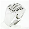 Image 8 : Large Mens 14K White Gold .90 ctw Round & Baguette Diamond  Channel Band Ring