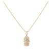 Image 1 : 0.15 ctw Hamsa Pendant with Chain - 14KT Rose Gold