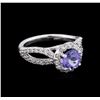 Image 1 : 1.22 ctw Tanzanite and Diamond Ring - 14KT White Gold