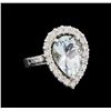 4.65 ctw Aquamarine and Diamond Ring - 14KT White Gold