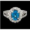 Image 2 : 2.81 ctw Blue Zircon and Diamond Ring - 14KT White Gold