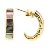 Image 2 : Inlaid Black Mother of Pearl J-Style Earrings - 14KT Yellow Gold