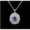 Image 1 : 14KT White Gold 3.57 ctw Tanzanite and Diamond Pendant With Chain