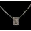 Image 1 : 0.41 ctw Diamond Pendant With Chain - 18KT White Gold