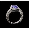 Image 4 : 14KT White Gold 1.54 ctw Tanzanite and Diamond Ring