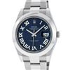 Image 1 : Rolex Mens SS 41MM Blue Roman Diamond Datejust 2 Oyster Band Wristwatch With Box