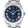 Image 2 : Rolex Mens SS 41MM Blue Roman Diamond Datejust 2 Oyster Band Wristwatch With Box