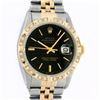 Image 1 : Rolex Mens 2 Tone 14K Black Index Pyramid Diamond Bezel Datejust Wristwatch