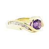 Image 1 : 1.50 ctw Amethyst and Diamond Ring - 14KT Yellow Gold