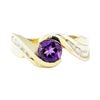 Image 2 : 1.50 ctw Amethyst and Diamond Ring - 14KT Yellow Gold