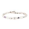 Image 1 : 4.13 ctw Multi-Colored Gemstone and Diamond Tennis Bracelet - 14KT White Gold