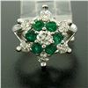 Image 2 : 14k White Gold 2.25 ctw Round Emerald & Diamond Ladies Star Cluster Cocktail Rin